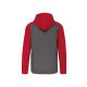 PA380 kétszínű cipzáras kapucnis kapucnis pulóver Proact, Grey Heather/Sporty Red-L