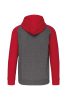 PA380 kétszínű cipzáras kapucnis kapucnis pulóver Proact, Grey Heather/Sporty Red-XS