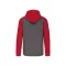 PA380 kétszínű cipzáras kapucnis kapucnis pulóver Proact, Grey Heather/Sporty Red-XS