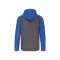 PA380 kétszínű cipzáras kapucnis kapucnis pulóver Proact, Grey Heather/Sporty Royal Blue-2XL