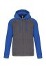 PA380 kétszínű cipzáras kapucnis kapucnis pulóver Proact, Grey Heather/Sporty Royal Blue-S