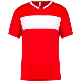   PA4000 rövid ujjú V-nyakú férfi sportpóló, kontrasztos betéttel Proact, Sporty Red/White-S