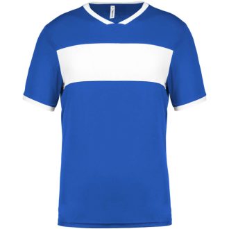   PA4000 rövid ujjú V-nyakú férfi sportpóló, kontrasztos betéttel Proact, Sporty Royal Blue/White-S