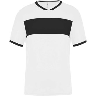   PA4000 rövid ujjú V-nyakú férfi sportpóló, kontrasztos betéttel Proact, White/Black-S