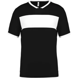   PA4001 rövid ujjú V-nyakú gyerek sportpóló, kontrasztos betéttel Proact, Black/White-4/6