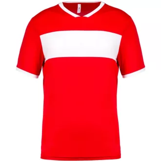   PA4001 rövid ujjú V-nyakú gyerek sportpóló, kontrasztos betéttel Proact, Sporty Red/White-4/6