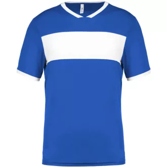   PA4001 rövid ujjú V-nyakú gyerek sportpóló, kontrasztos betéttel Proact, Sporty Royal Blue/White-4/6