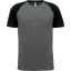 PA4010 kétszínű raglános rövid ujjú unisex sportpóló Proact, Grey Heather/Black Heather-2XL