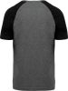PA4010 kétszínű raglános rövid ujjú unisex sportpóló Proact, Grey Heather/Black Heather-S