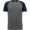 PA4010 kétszínű raglános rövid ujjú unisex sportpóló Proact, Grey Heather/Sporty Navy Heather-3XL