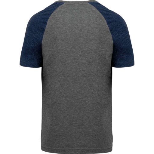 PA4010 kétszínű raglános rövid ujjú unisex sportpóló Proact, Grey Heather/Sporty Navy Heather-L