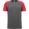 PA4010 kétszínű raglános rövid ujjú unisex sportpóló Proact, Grey Heather/Sporty Red Heather-L