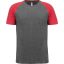 PA4010 kétszínű raglános rövid ujjú unisex sportpóló Proact, Grey Heather/Sporty Red Heather-L