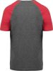 PA4010 kétszínű raglános rövid ujjú unisex sportpóló Proact, Grey Heather/Sporty Red Heather-S