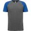 PA4010 kétszínű raglános rövid ujjú unisex sportpóló Proact, Grey Heather/Sporty Royal Blue Heather-3XL