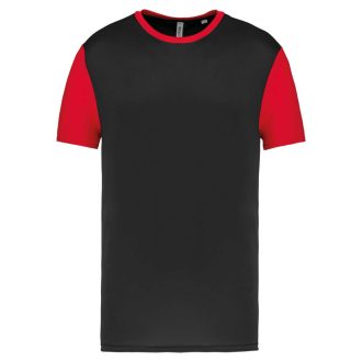   PA4023 kétszínű rövid ujjú környakas unisex sportpóló Proact, Black/Sporty Red-XS