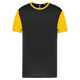   PA4023 kétszínű rövid ujjú környakas unisex sportpóló Proact, Black/Sporty Yellow-XS