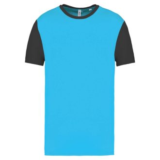   PA4023 kétszínű rövid ujjú környakas unisex sportpóló Proact, Light Turquoise/Dark Grey-XS