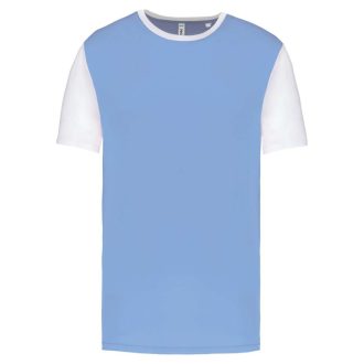   PA4023 kétszínű rövid ujjú környakas unisex sportpóló Proact, Sky Blue/White-XS