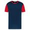 PA4023 kétszínű rövid ujjú környakas unisex sportpóló Proact, Sporty Navy/Sporty Red-S