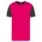 PA4023 kétszínű rövid ujjú környakas unisex sportpóló Proact, Sporty Pink/Dark Grey-3XL