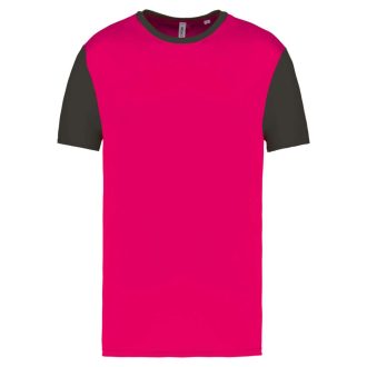   PA4023 kétszínű rövid ujjú környakas unisex sportpóló Proact, Sporty Pink/Dark Grey-XS