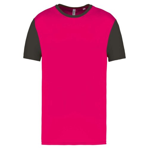 PA4023 kétszínű rövid ujjú környakas unisex sportpóló Proact, Sporty Pink/Dark Grey-XS