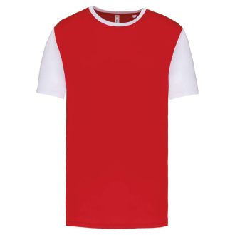   PA4023 kétszínű rövid ujjú környakas unisex sportpóló Proact, Sporty Red/White-XS