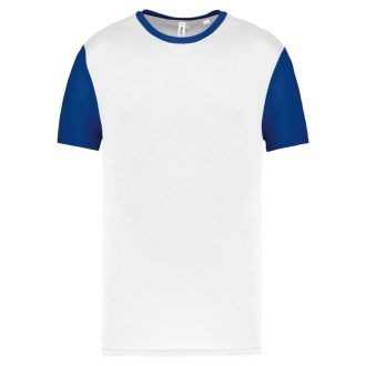   PA4023 kétszínű rövid ujjú környakas unisex sportpóló Proact, White/Dark Royal Blue-XS