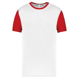   PA4023 kétszínű rövid ujjú környakas unisex sportpóló Proact, White/Sporty Red-XS