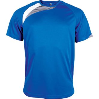   PA436 unisex rövid ujjú kereknyakú sportpóló színes panelekkel Proact, Sporty Royal Blue/White/Storm Grey-S