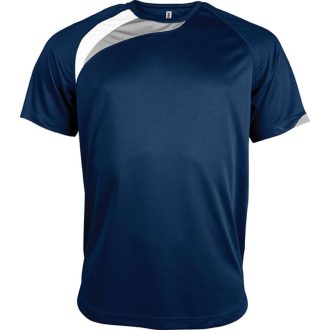   PA436 unisex rövid ujjú kereknyakú sportpóló színes panelekkel Proact, Sporty Navy/White/Storm Grey-S