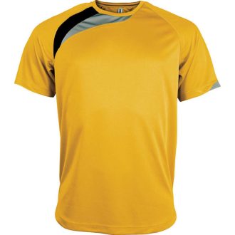   PA436 unisex rövid ujjú kereknyakú sportpóló színes panelekkel Proact, Sporty Yellow/Black/Storm Grey-S