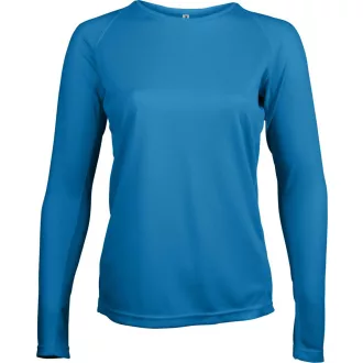   PA444 Női hosszú ujjú kereknyakú sportpóló Proact, Aqua Blue-S