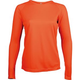   PA444 Női hosszú ujjú kereknyakú sportpóló Proact, Fluorescent Orange-XS