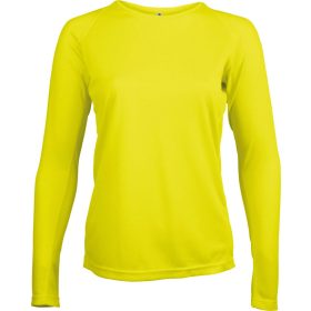   PA444 Női hosszú ujjú kereknyakú sportpóló Proact, Fluorescent Yellow-XS