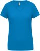 PA477 Női rövid ujjú V-nyakú sportpóló Proact, Aqua Blue-2XL