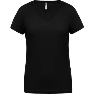 PA477 Női rövid ujjú V-nyakú sportpóló Proact, Black-S