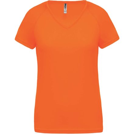 PA477 Női rövid ujjú V-nyakú sportpóló Proact, Fluorescent Orange-L