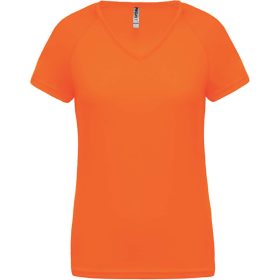   PA477 Női rövid ujjú V-nyakú sportpóló Proact, Fluorescent Orange-XS