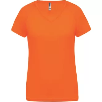   PA477 Női rövid ujjú V-nyakú sportpóló Proact, Fluorescent Orange-XS