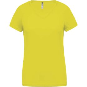   PA477 Női rövid ujjú V-nyakú sportpóló Proact, Fluorescent Yellow-XS