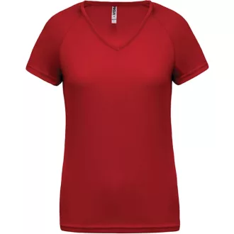 PA477 Női rövid ujjú V-nyakú sportpóló Proact, Red-XS