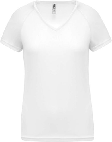 PA477 Női rövid ujjú V-nyakú sportpóló Proact, White-S