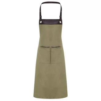   PR123 hosszú kötény zsebbel és patentos nyakpánttal Premier, Khaki/Brown-U