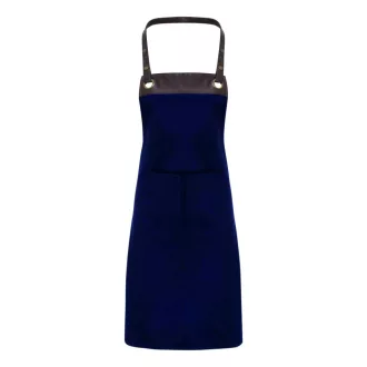   PR123 hosszú kötény zsebbel és patentos nyakpánttal Premier, Navy/Brown-U
