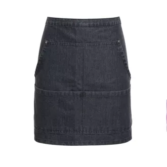   PR125 antikolt rövid farmerkötény sok zsebbel Premier, Black Denim-U