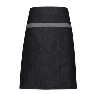   PR128 középhosszú derekas kötény kontrasztos zsebszéllel Premier, Black Denim-U