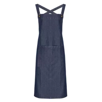   PR129 hosszú kötény saját anyagából készült pántokkal Premier, Indigo Denim-U