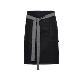   PR135 farmer rövid kötény tartós viaszolt hatású felülettel Premier, Black Denim-U